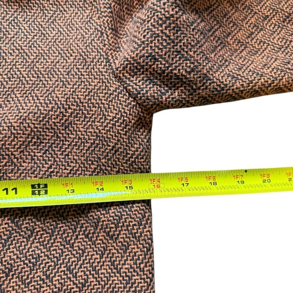 A81-Brown & Orange herringbone wool blend peacoat with 2 pockets & buttons - Picture 4 of 8